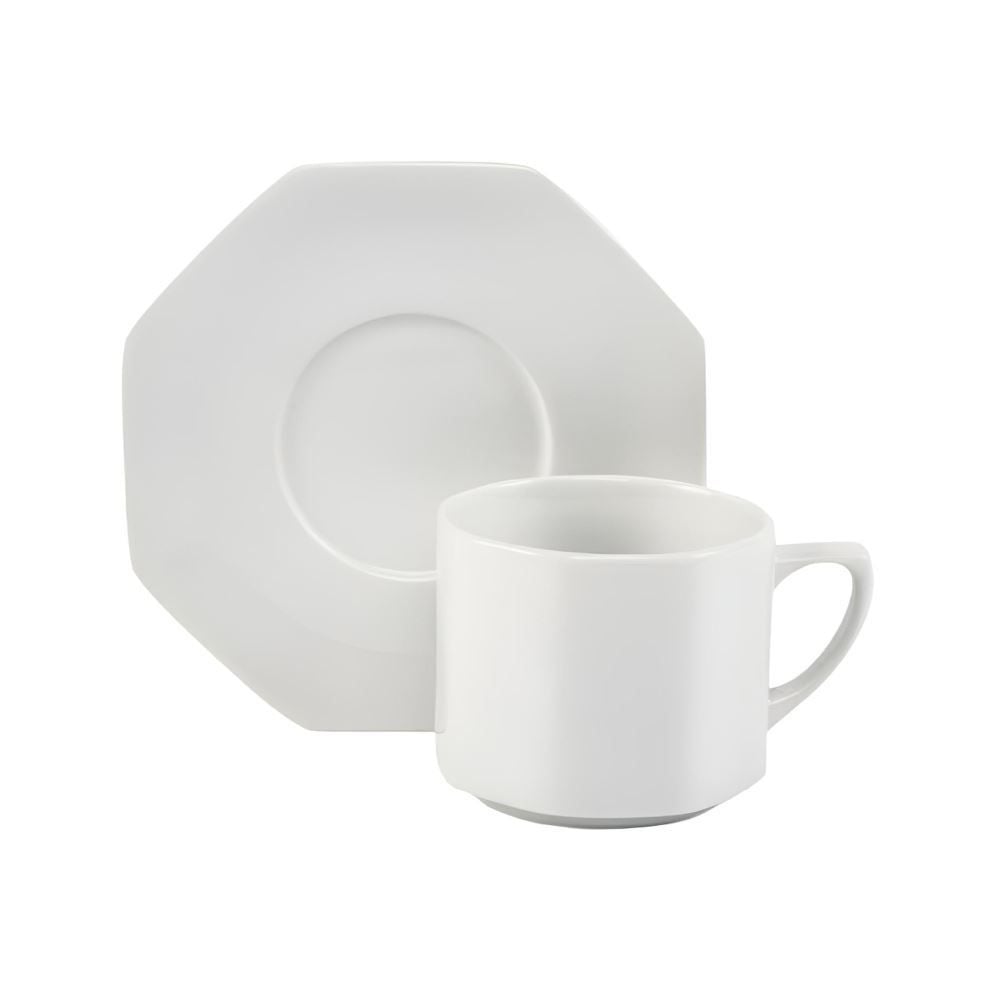 Xícara De Chá Com Pires De Porcelana Orion Schmidt 280Ml - Branco