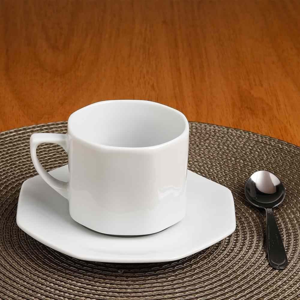 Xícara De Chá Com Pires De Porcelana Orion Schmidt 280Ml - Branco