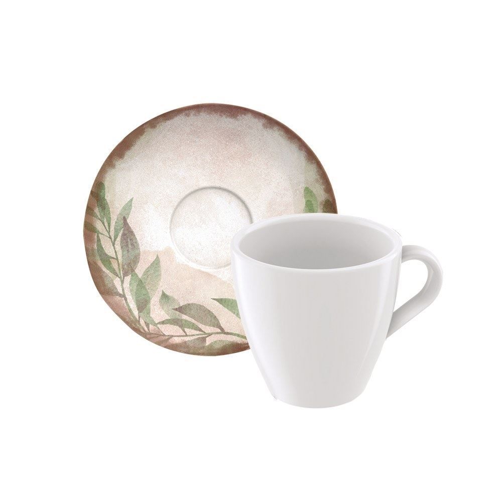 Xicara De Chá Com Pires Decorado Porcelana Tramontina 185Ml - Natur