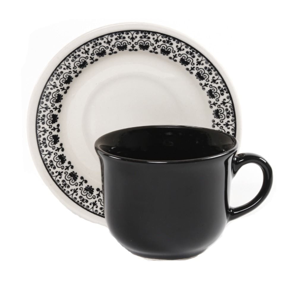 Xícara De Chá Com Pires Donna Renda 200Ml - Ceramica