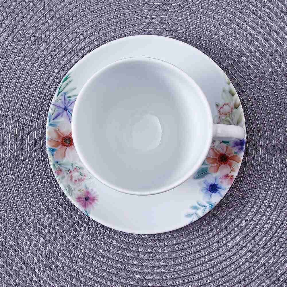 Xícara De Chá Com Pires Porcelana Floratta Tramontina - 250ml