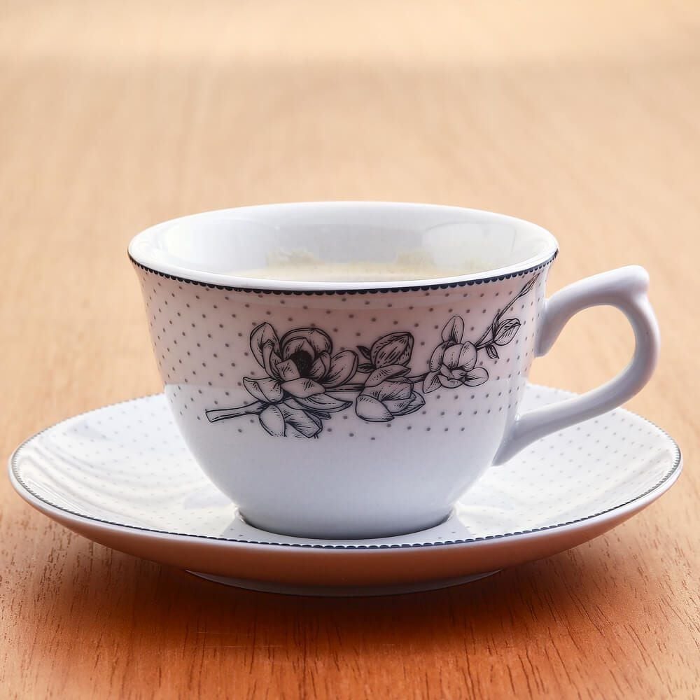 Xícara De Chá Com Pires Porcelana Jasmine Havan Casa - 220Ml