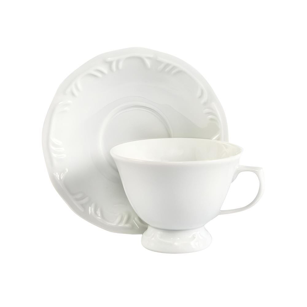 Xícara De Chá Com Pires De Porcelana Pomerode Schmidt 200 Ml - Branco