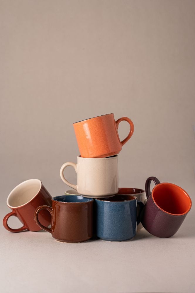 Xicara Para Café Harmonie Em Cerâmica Dynasty 90Ml Bordô/Off-White - DYNASTY