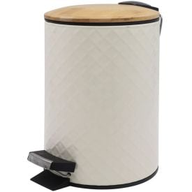 Lixeira Com Tampa De Bambu Havan Casa 5 Litros - Taupe