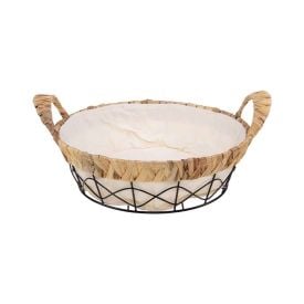 Cesta Aramada Com Tecido Havan Casa Redonda 27Cm - Natural