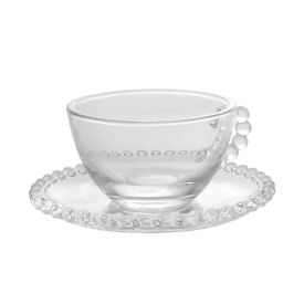 Xícara De Chá Com Pires Wolff Pearl 180Ml - Cristal