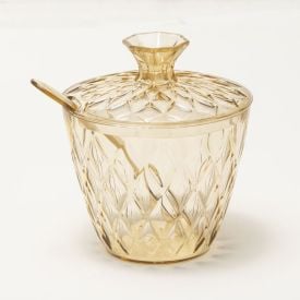 Açucareiro Com Colher Glamour Plasútil  330Ml - Ambar