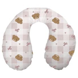 Almofada Apoio de Pescoço Toque Aveludado Havan Baby  - Urso Rosa