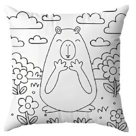 Almofada Decorativa Infantil para Colorir 38X38 cm Havan Casa - Capivara