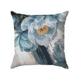 Almofada Veludo 48X48 Cm Estampada Havan Casa - Camélia Azul 