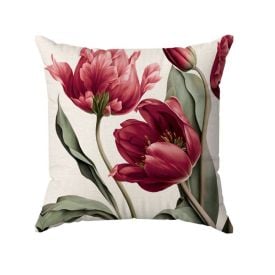 Almofada Veludo 48X48 Cm Estampada Havan Casa - Tulipa Marsala