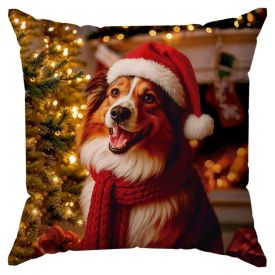 Almofada Decorativa De Veludo 48X48 Cm Natal Havan Casa - Cachorro Natalino