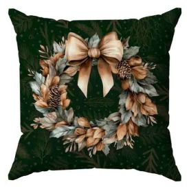 Almofada Decorativa De Veludo 48X48 Cm Natal Havan Casa - Guirlanda Verde