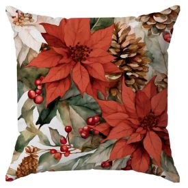 Almofada Decorativa De Veludo 48X48 Cm Natal Havan Casa - Flores E Pinhas