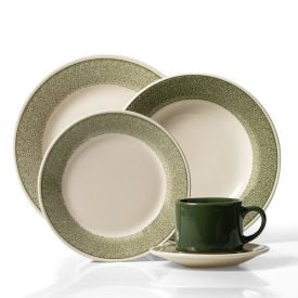 Aparelho De Jantar Biona Donna Poppis 20 Peças  - Branco e Verde