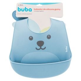 Babador De Silicone Com Pega Migalhas Gumy - Azul