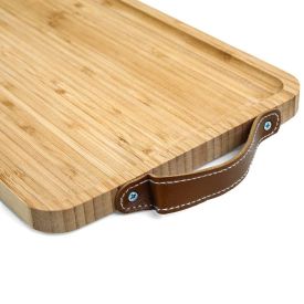 Bandeja Bambu Com Alça De Couro Havan Casa -  32cm