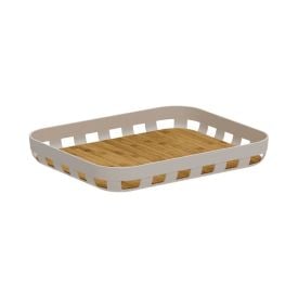 Bandeja De Servir Retangular Lume 35,5Cm Ou - Bege