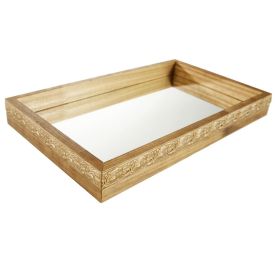 Bandeja Decorativa Bw Quadros Espelhado 35X20cm - Madeira Clara