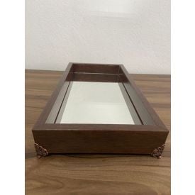 Bandeja Decorativa Espelhada Com Pé Bw Quadros 31 Cm - Tabaco