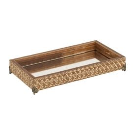 Bandeja Decorativa Espelhada Com Pé Bw Quadros 31 Cm - Bege