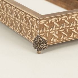 Bandeja Decorativa Espelhada Com Pé Bw Quadros 31Cm - Bege