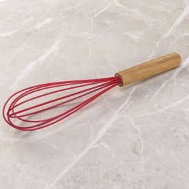 Batedor Fouet de Silicone com Cabo de Bambu Havan Casa - Vermelho