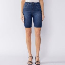 Bermuda Feminina Jeans Ciclista Patricia Foster Amaciada