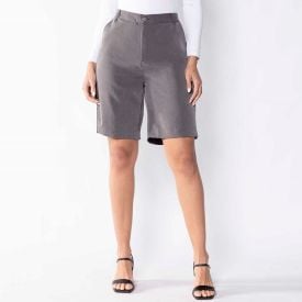 Bermuda Feminina De Alfaiataria Patrícia Foster Dark Melange