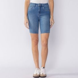 Bermuda Feminina Jeans Ciclista Patricia Foster Azul Claro