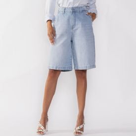 Bermuda Feminina Jeans Patricia Foster Azul Claro