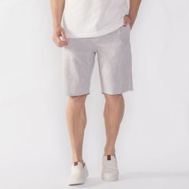 Bermuda Listrada Masculina De Linho Thing Cinza