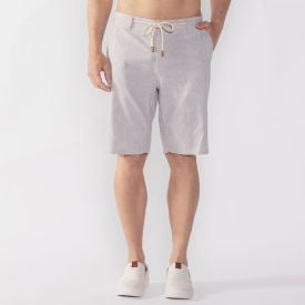 Bermuda Listrada Masculina De Linho Thing Cinza