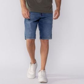 Bermuda Masculina Tradicional Jeans Marc Alain Azul Medio