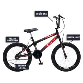 Bicicleta Aro 20 Colli Max Boy - Preto com Vermelho