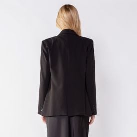 Blazer Feminino Alongado Com Ombreiras Patricia Foster Preto