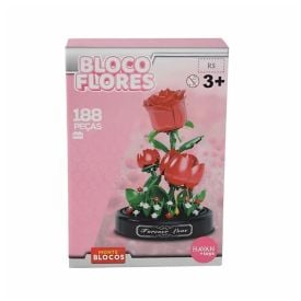Blocos De Montar Flores Rosas Havan Toys - HBR0915