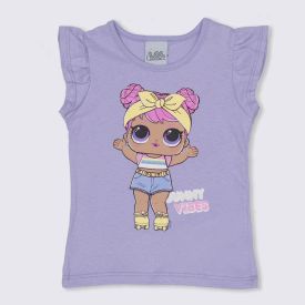 Blusa 1 a 3 anos Boneca Lol com Glitter Brandili Alfazema