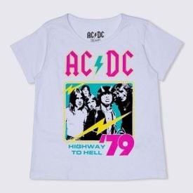 Blusa 12 a 16 anos ACDC 79 BandUP Branco