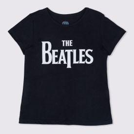 Blusa 12 a 16 anos Malha Beatles Logo BandUP Preto
