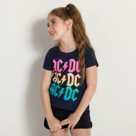 Blusa 4 a 10 anos ACDC Colors BandUP Azul Marinho