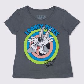 Blusa 4 a 10 anos Looney Tunes Pernalonga BandUP Cinza Escuro