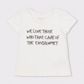 Blusa 4 a 10 anos M/Malha + Bordado Marmelada Off White