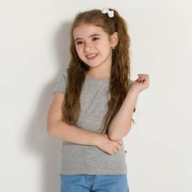 Blusa 4 a 10 anos M/Malha Básico Fakini Cinza Mescla
