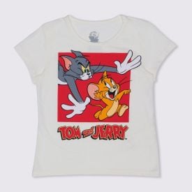 Blusa 4 a 10 anos M/Malha Tom e Jerry BandUP Off White