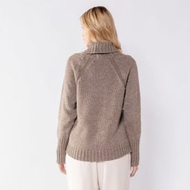 Blusa Feminina De Tric&ocirc; Tran&ccedil;ado Gola Alta Patricia Foster Concreto