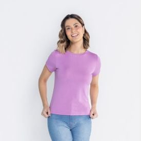 Blusa Feminina Decote Redondo De Malha Viscose Patricia Foster Orquidea