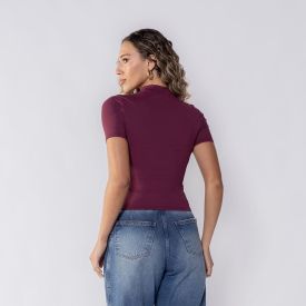 Blusa Feminina Gola Alta Canelada Patrícia Foster