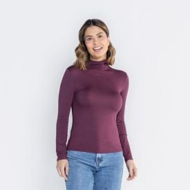 Blusa Feminina Gola Alta E Manga Longa De Viscose Patricia Foster